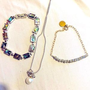 2 Bracelets + Bonus pearl Silver Necklace​